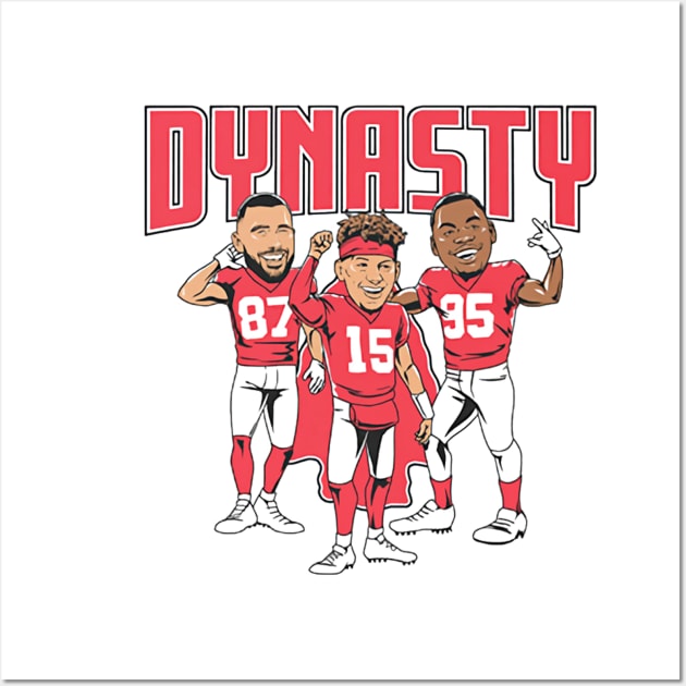 Patrick Mahomes Travis Kelce & Chris Jones Dynasty Caricatures Wall Art by ganisfarhan